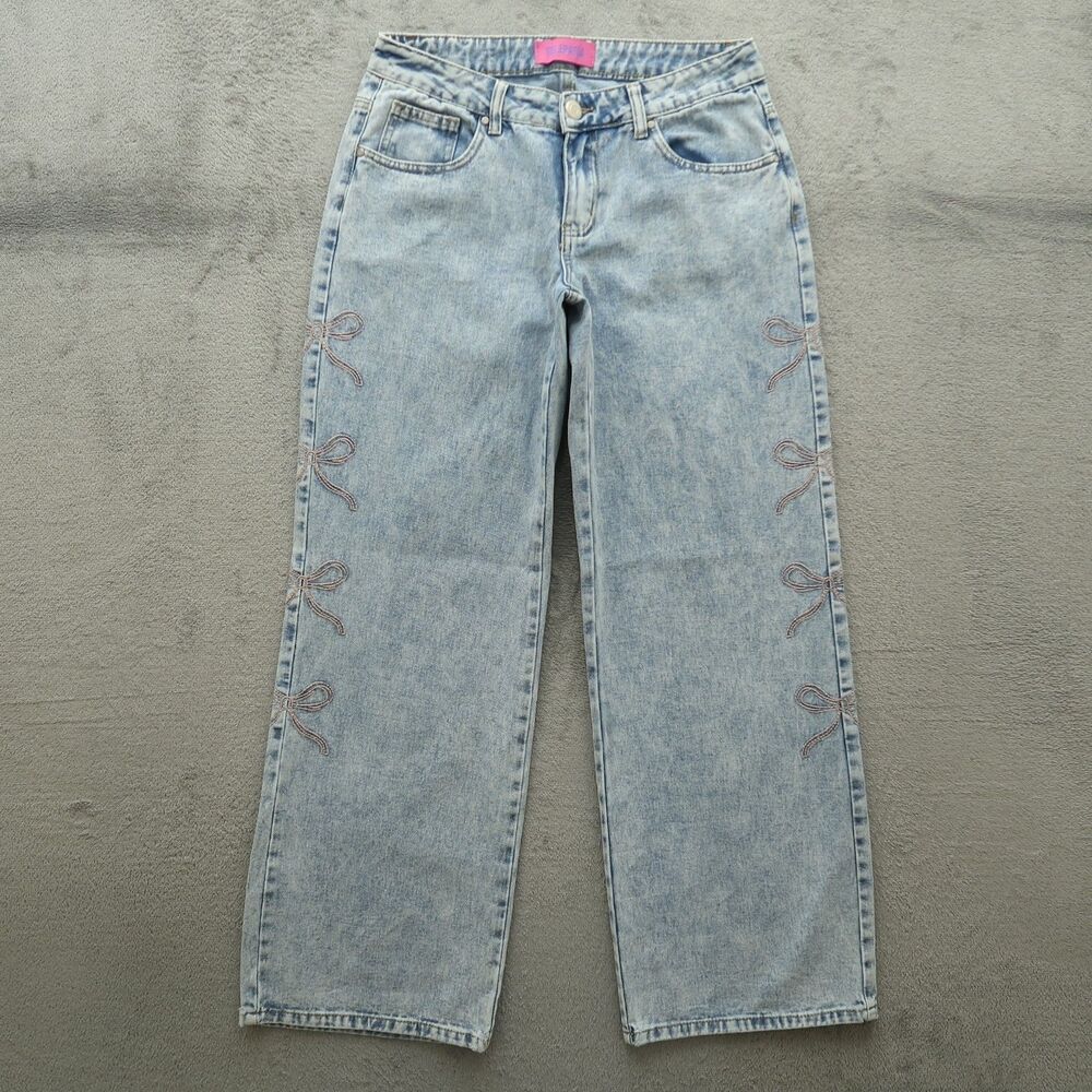 TELEPATIA Jeans Junior's Size 7/28 Mid-Rise Cotton Wide-Leg Denim 30.5" Inseam